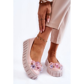 PA2 Nahkabalerinat alustalla värikkäällä vaaleanpunaisella ladette-koristeella vaaleanpunainen 1