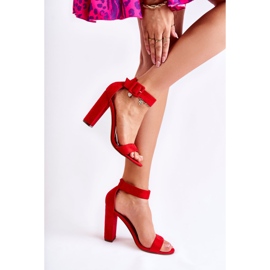 WT1 Naisten mokkanahkaiset sandaalit korkokengissä Bergamo Red punainen 3
