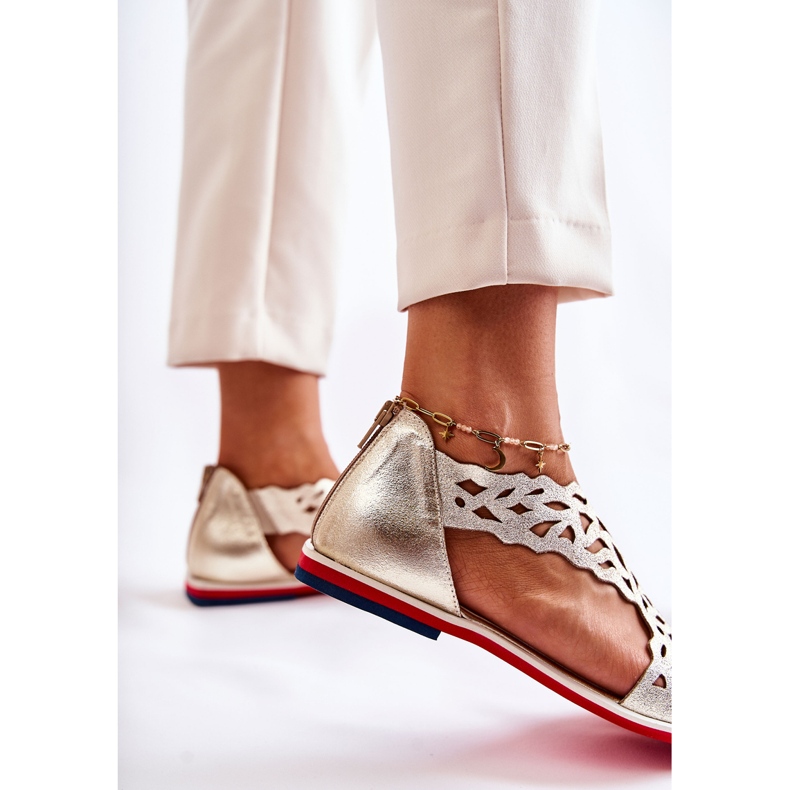 PA2 Kevyet nahkasandaalit Kultainen Alima 2