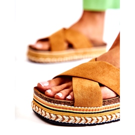 PG1 Naisten mokkanahkaiset tossut Camel Jossie -tasolla ruskea 6