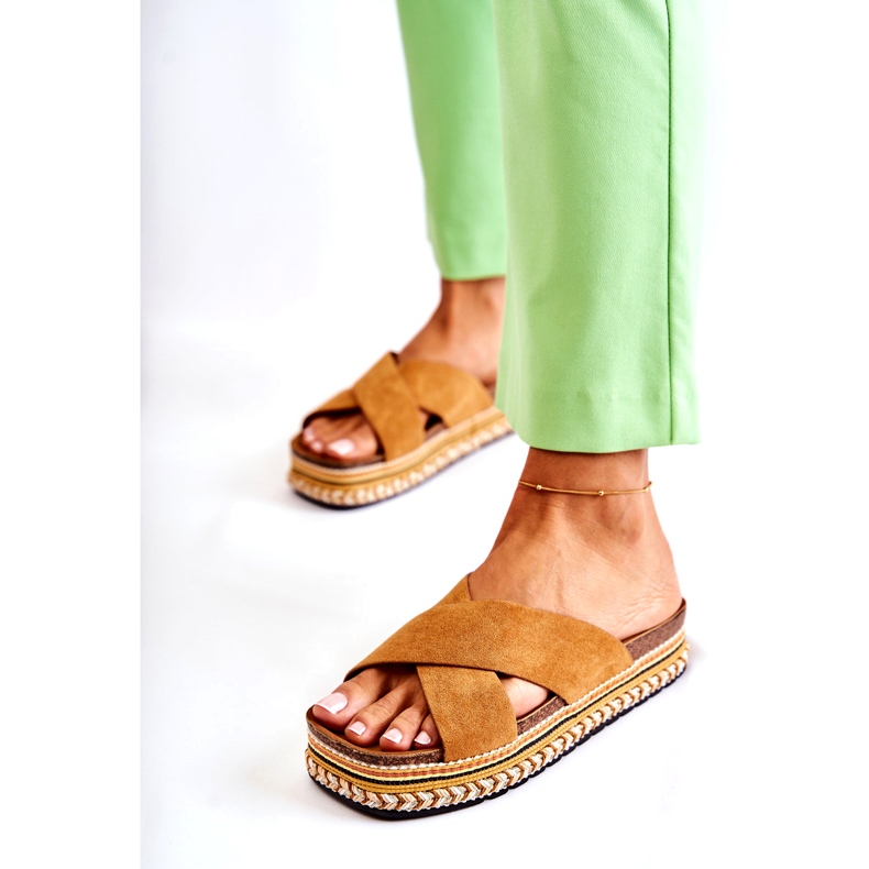 PG1 Naisten mokkanahkaiset tossut Camel Jossie -tasolla ruskea 4