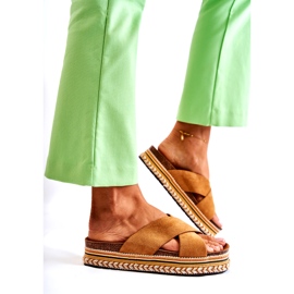 PG1 Naisten mokkanahkaiset tossut Camel Jossie -tasolla ruskea 3