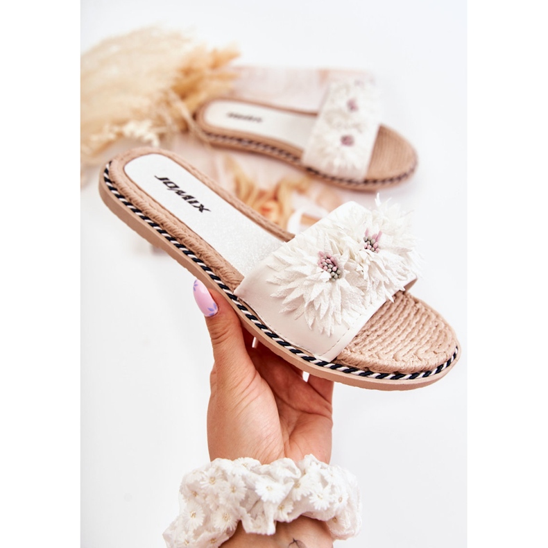 WJ1 Naisten tossut kangaskukilla Valkoinen Susana 1