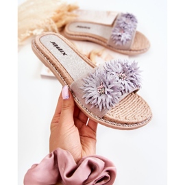 WJ1 Naisten tossut kangaskukilla Harmaa Susana 1