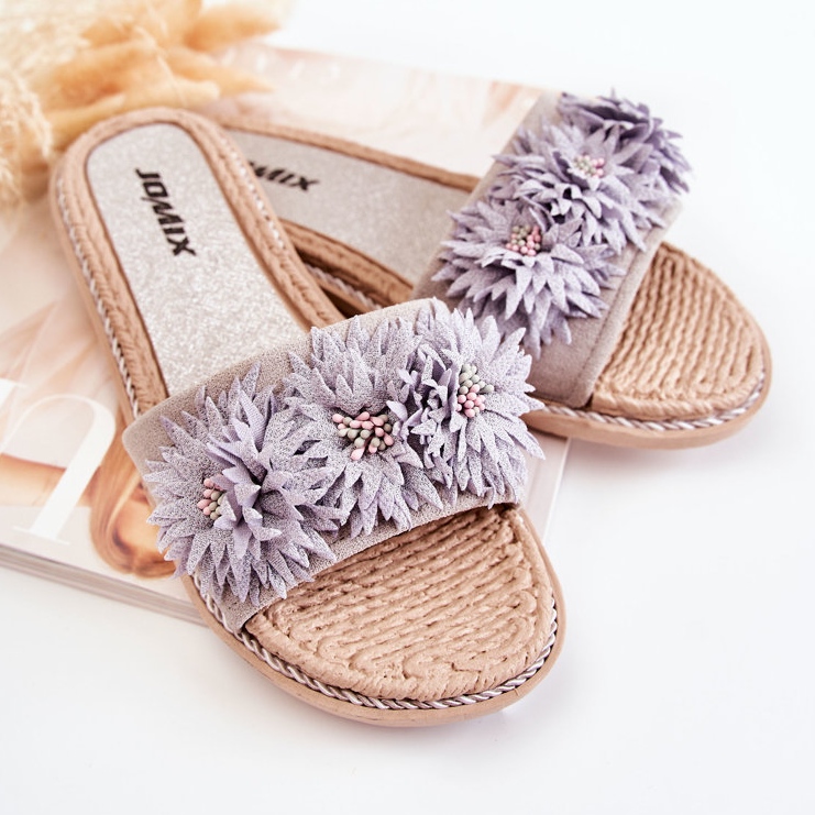 WJ1 Naisten tossut kangaskukilla Harmaa Susana 2