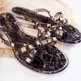 WJ1 Naisten kumiset varvastossut, musta monise 2