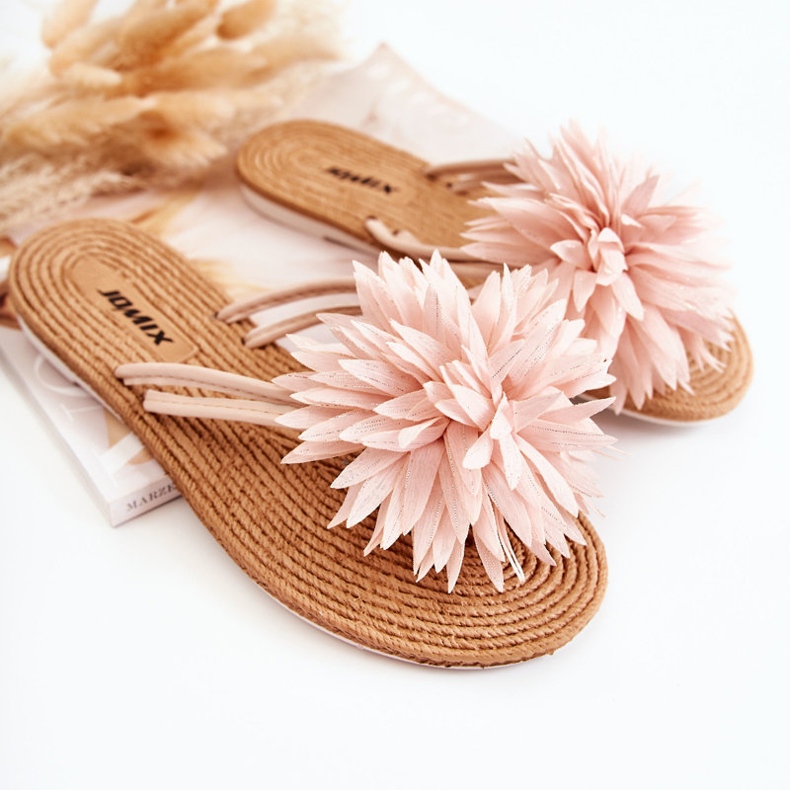 WJ1 Naisten varvastossut kangaskoristeella Vaaleanpunainen Eviana 1