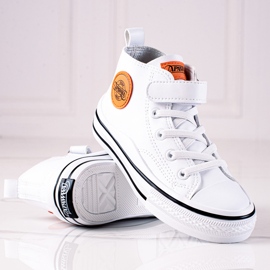 Shelovet lasten korkeat tennarit ekologisesta nahasta valkoisena valkoinen 1