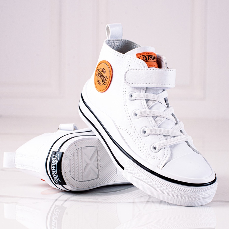 Shelovet lasten korkeat tennarit ekologisesta nahasta valkoisena valkoinen 1