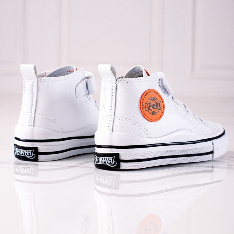 Shelovet lasten korkeat tennarit ekologisesta nahasta valkoisena valkoinen 2