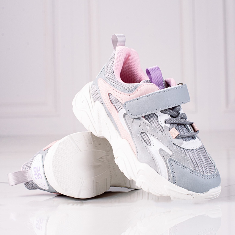 Shelovet lasten tennarit paksulla pohjalla, vaaleanharmaa vaaleanpunainen 1