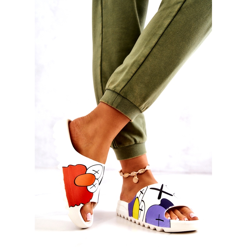 Kumikärky -FLOPS valkoisella tulostuksella valkoinen 2