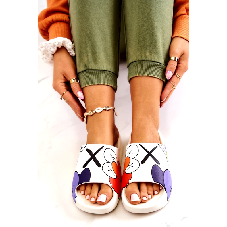 Kumikärky -FLOPS valkoisella tulostuksella valkoinen 3