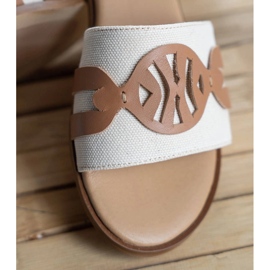 Marco Shoes Tyylikkäät tossut kankaasta yhdistettynä nahkaan beige 2