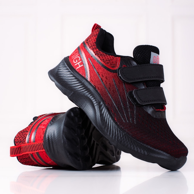 Shelovet poikien tennarit, joissa kaksinkertainen tarranauha musta ja punainen 2