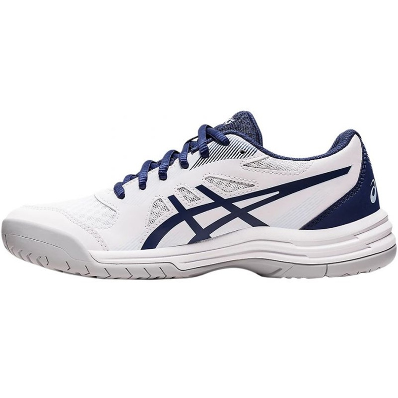 Asics Upcourt 5 W 1072A088 100 lentopallokengät valkoinen laivastonsininen 1