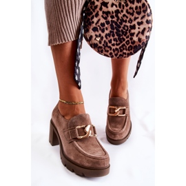 PL5 Tummanbeige Harmell tyylikkäät kengät pylväässä kultaisella koristeella ruskea 1