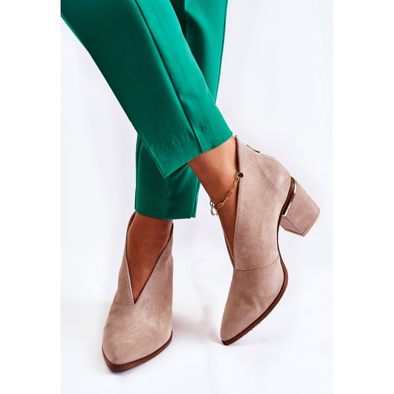 Nahkasaappaat korkokenkiin Laura Messi Vaalea beige 2344 2