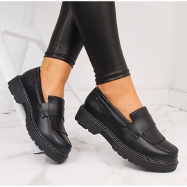 Naisten mustat kengät alustalla hapsuilla Big Star II274100 1