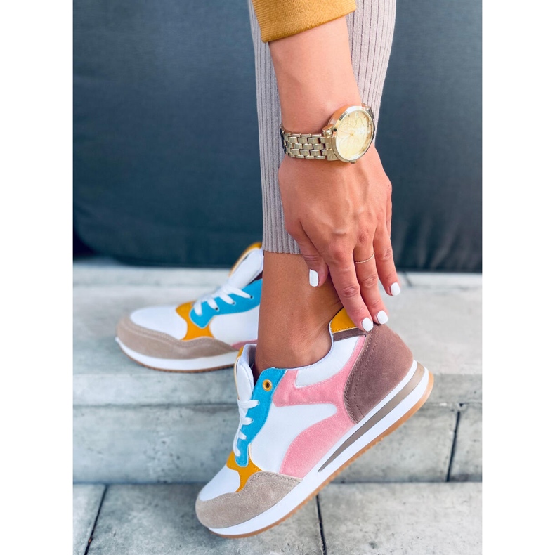 Pokki Khaki naisten urheilukengät valkoinen vaaleanpunainen keltainen 1