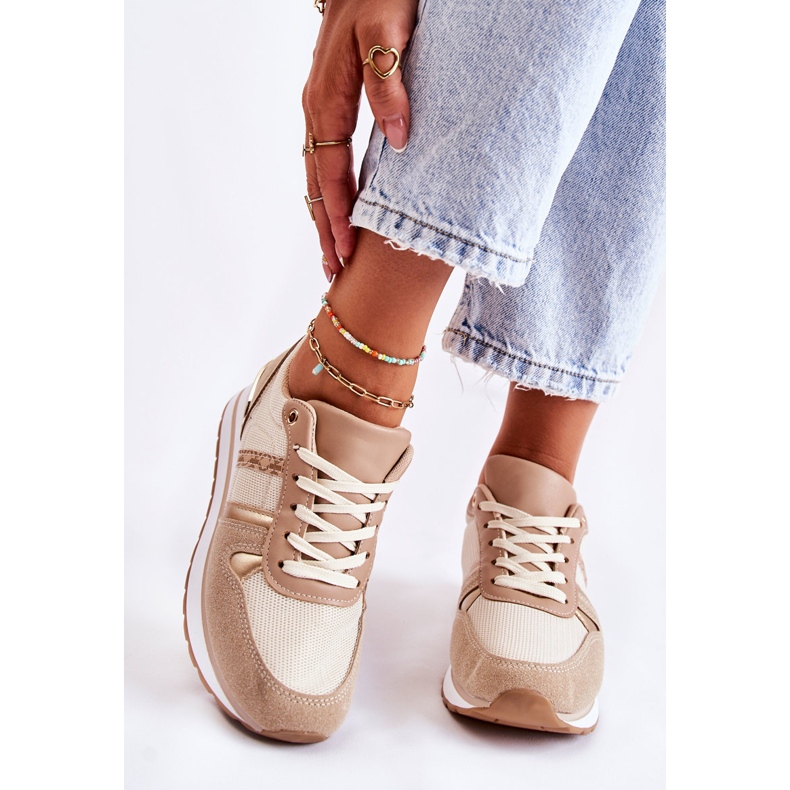 PG1 Klassiset naisten sidotut urheilukengät beige Elenes 1