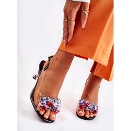 S.Barski Tyylikkäät sandaalit mustilla lanetteilla musta monivärinen 1