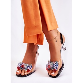 S.Barski Tyylikkäät sandaalit mustilla lanetteilla musta monivärinen 2