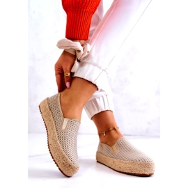 Naisten punotut tennarit Slip On Big Star JJ274394 beige kultainen 2