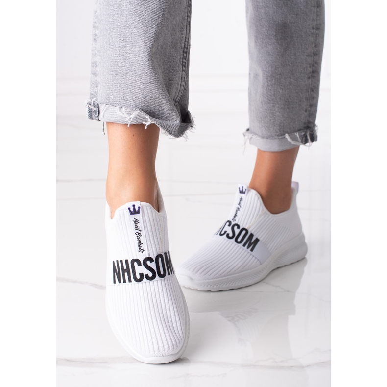 Shelovet naisten valkoiset tekstiililenkkarit valkoinen 1