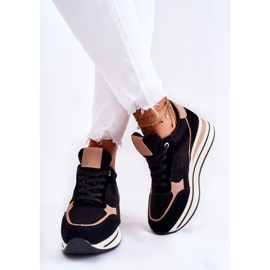 PS1 Naisten mokkanahkaiset urheilukengät, musta ja beige Elise 2