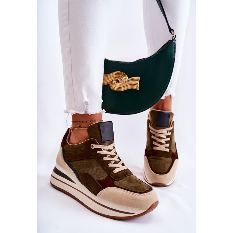 PS1 Naisten mokkanahkaiset urheilukengät Vihreä-beige Elise 1