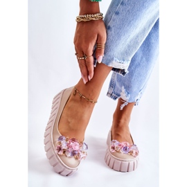 PA2 Nahkaballerinat alustalla beigenvärisellä Ladette-koristeella 1