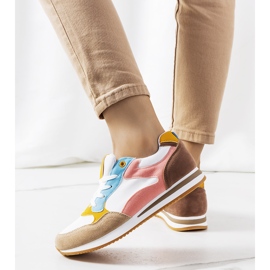 Kindler naisten valkoiset ja ruskeat tennarit valkoinen vaaleanpunainen 1