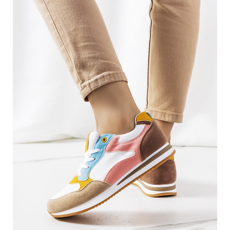 Kindler naisten valkoiset ja ruskeat tennarit valkoinen vaaleanpunainen 1