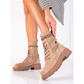 SHELOVET Beige mokkanahka nauhatyöntekijät ruskea 2