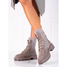 SHELOVET Ruskea mokkanahka solmitut työntekijät beige 1