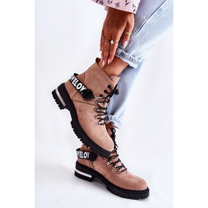 PS1 Mokkanahkaiset lämpimät saappaat vyöllä Ruskea Aurelio beige 2