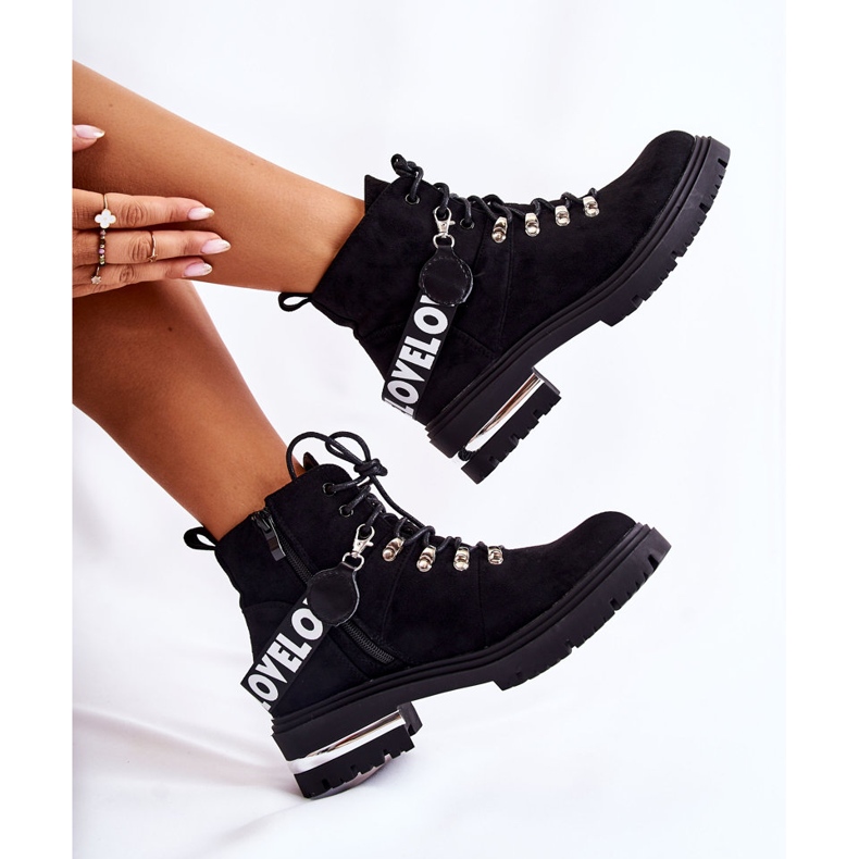 PS1 Mokkanahkaiset lämpimät saappaat vyöllä Musta Aurelio 1