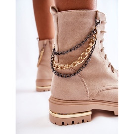 PS1 Mokkanahkaiset lämpimät saappaat Beige Sorita -ketjulla 2