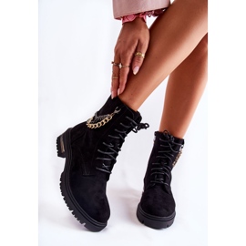 Mustat Sorita mokkanahkaiset lämpimät saappaat ketjulla 1