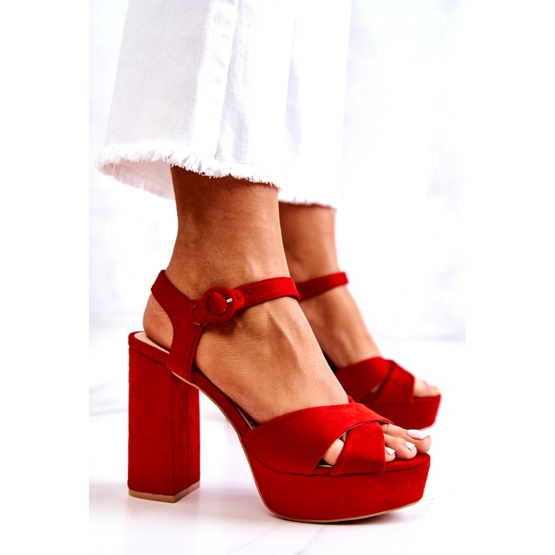 FM1 Suede Red Heeled sandaalit Semilla punainen 3