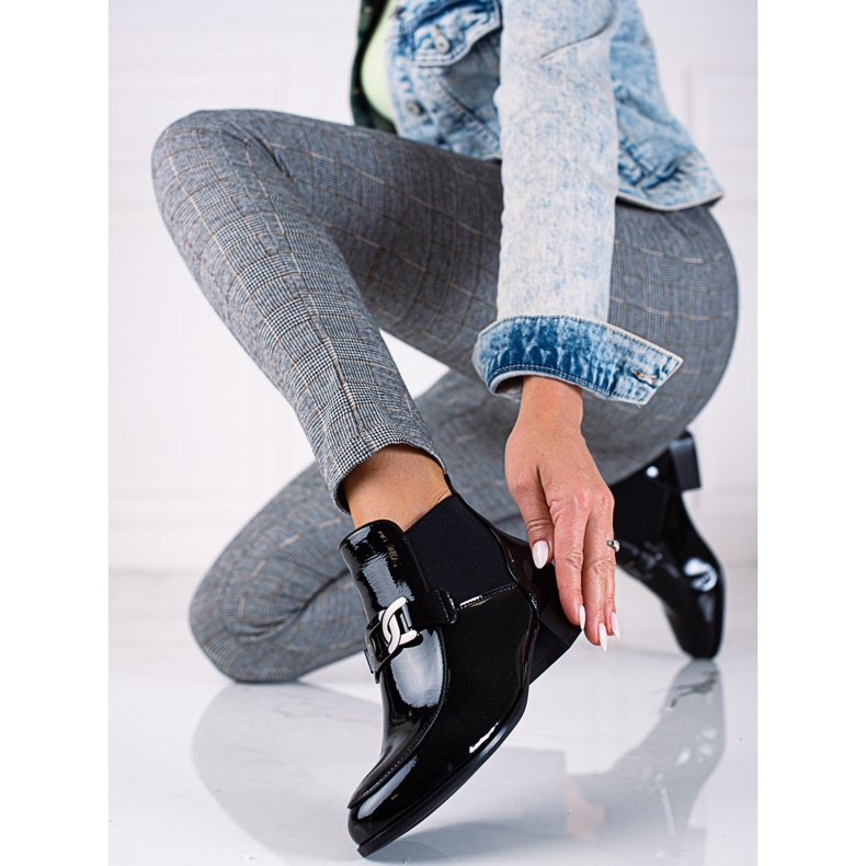 W. Potocki Naisten Potocki Jodhpur -saappaat lakatusta ekologisesta nahasta musta 1