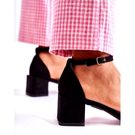 Naisten mokkanahkaiset korkeakorkoiset sandaalit, musta 4