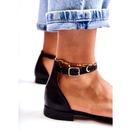 WD1 Naisten nahkaiset ballerinasandaalit Spitz Black Caprisessa musta 4