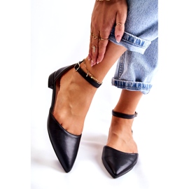 WD1 Naisten nahkaiset ballerinasandaalit Spitz Black Caprisessa musta 1