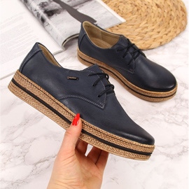 Naisten nahkakengät laivastonsinisellä alustalla Helios 380 sininen 1