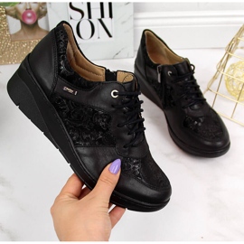 Mukavat nahkaiset naisten kengät mustat Helios 347 2