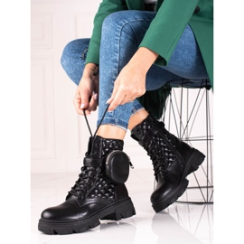 Mustat Shelovet-tikatut naisten laukut tarranauhalla 2