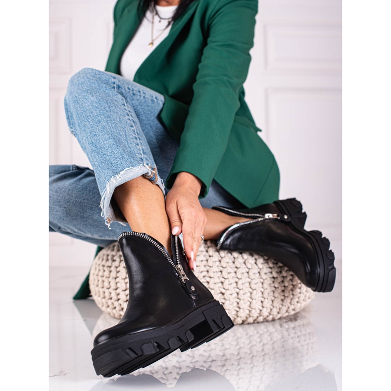 Mustat Shelovet naisten saappaat suljetulla vetoketjulla 2