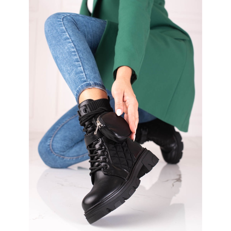 SHELOVET Black Shelvet naisten laukut tarranauhalla musta 1